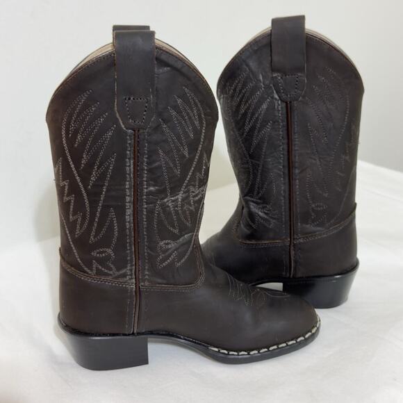 Old West Kids Black Western Boots Size 10.5 Unisex’s - Picture 4 of 12